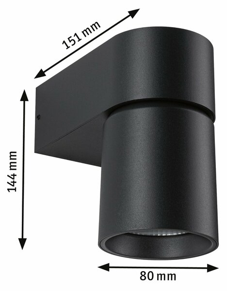 PAULMANN LED venkovní nástěnné svítidlo Kimu IP44 80mm 3000K 8W 230V 70° antracit hliník