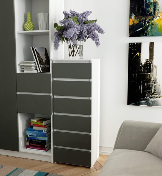 Ak furniture Komoda CL6 40 m bílá/grafitově šedá