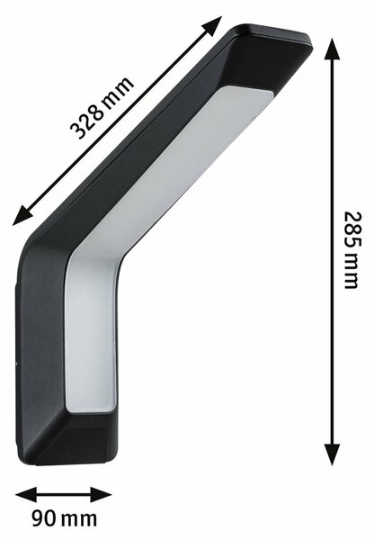 PAULMANN LED venkovní nástěnné svítidlo Merano pohybové čidlo HF senzor IP44 90x328mm 3000K 14W 230V antracit hliník