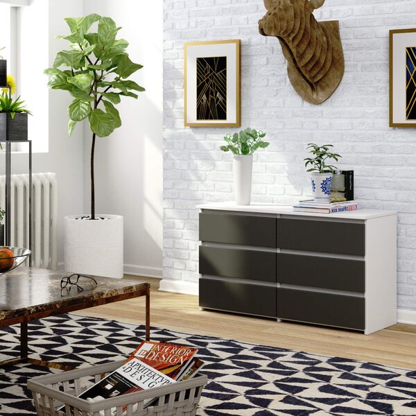 Ak furniture Komoda CL6 100 cm bílá/grafitově šedá
