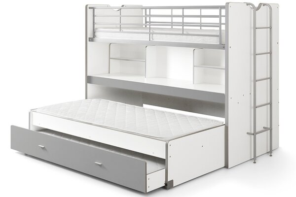 Bílá dvoupatrová postel se stolkem Vipack Bonny 90 x 200 cm