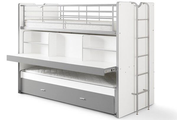 Bílá dvoupatrová postel se stolkem Vipack Bonny 90 x 200 cm