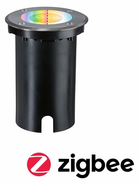 PAULMANN LED zemní svítidlo Smart Home Zigbee 3.0 Floor IP67 kruhové 110mm RGBW+ 4,9W 230V kov kartáčovaný hliník