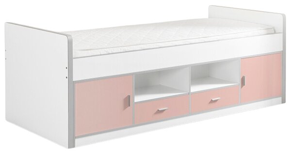 Růžová postel se zásuvkami Vipack Bonny 90 x 200 cm