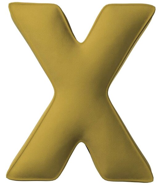 Yellow Tipi Olivově zelený sametový polštář písmeno X 40 cm