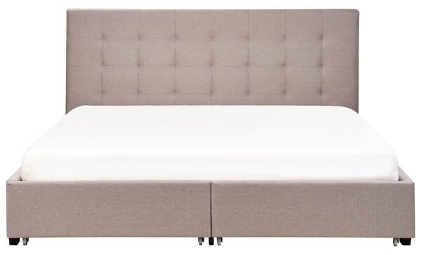Postel s úložnými zásuvkami LA ROCHELLE Tkanina Světle šedá 180 x 200 cm