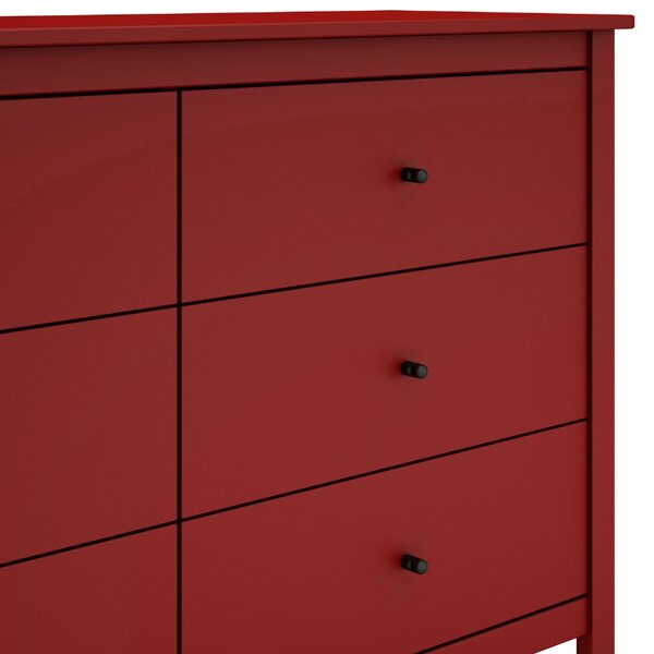-25 % Dny MOMENTI– Červená borovicová komoda Marckeric Misti 130 x 45 cm