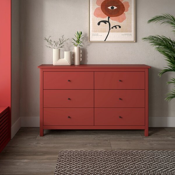 -25 % Dny MOMENTI– Červená borovicová komoda Marckeric Misti 130 x 45 cm