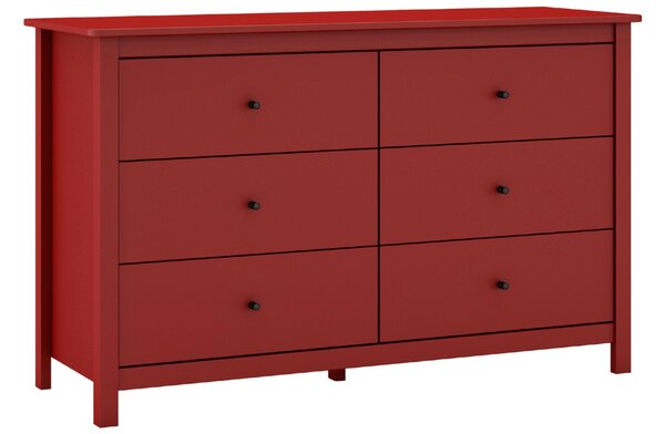 -25 % Dny MOMENTI– Červená borovicová komoda Marckeric Misti 130 x 45 cm