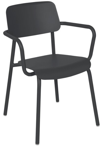 Antracitová hliníková zahradní židle Fermob Studie s područkami
