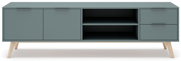 Zelený lakovaný TV stolek Marckeric Pisco 180 x 40 cm