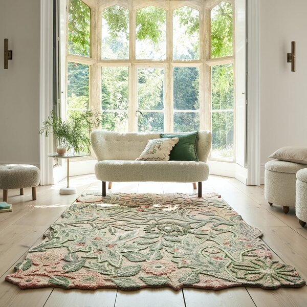 Zelený ručně tkaný vlněný koberec 160x230 cm Bryony Shaped Floral – Flair Rugs