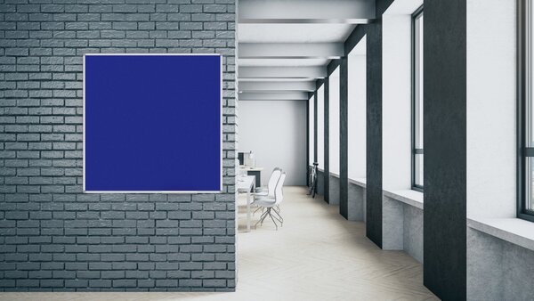 Modrá textilní nástěnka 120x120 cm v hliníkovým rámu TF1212N