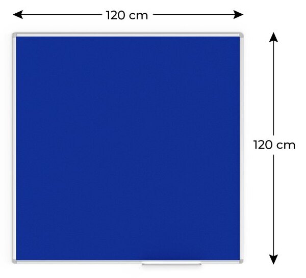 Modrá textilní nástěnka 120x120 cm v hliníkovým rámu TF1212N