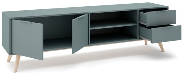 Zelený lakovaný TV stolek Marckeric Pisco 180 x 40 cm