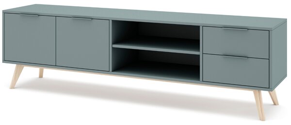 Zelený lakovaný TV stolek Marckeric Pisco 180 x 40 cm