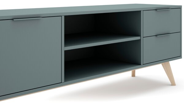 Zelený lakovaný TV stolek Marckeric Pisco 180 x 40 cm