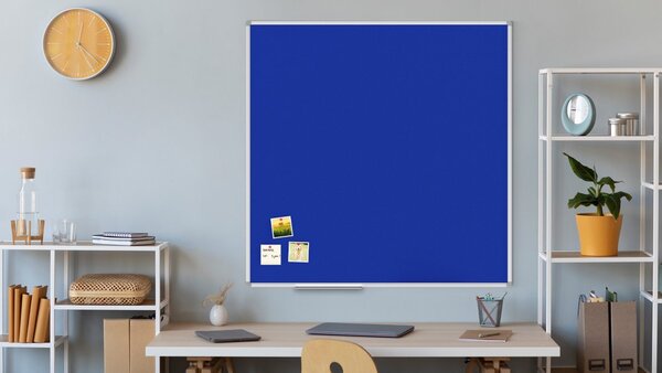 Modrá textilní nástěnka 120x120 cm v hliníkovým rámu TF1212N