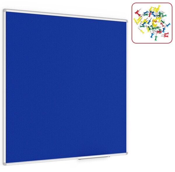 Modrá textilní nástěnka 120x120 cm v hliníkovým rámu TF1212N