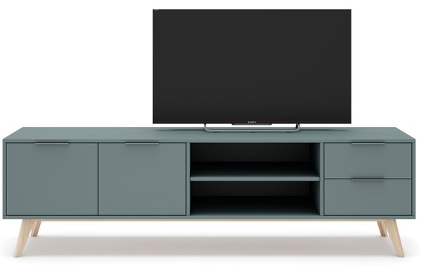 Zelený lakovaný TV stolek Marckeric Pisco 180 x 40 cm