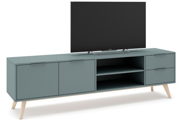 Zelený lakovaný TV stolek Marckeric Pisco 180 x 40 cm