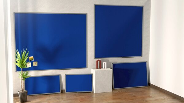 Modrá textilní nástěnka 120x120 cm v hliníkovým rámu TF1212N
