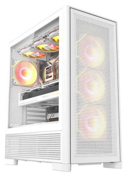 Počítačová skříň DarkFlash AIRNOVA (bílá) + 3 ventilátory