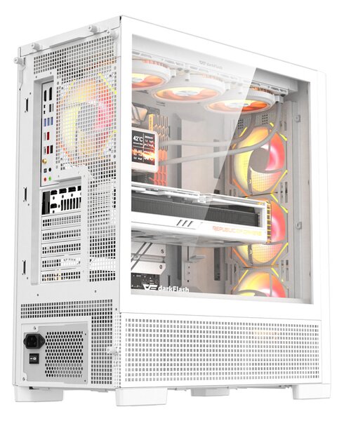Počítačová skříň DarkFlash AIRNOVA (bílá) + 3 ventilátory