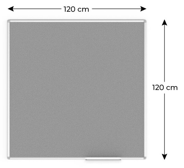 Šedá textilní nástěnka 120x120 cm v hliníkovým rámu TF1212S