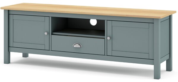 Zelený dřevěný TV stolek Marckeric Misti 158 x 40 cm