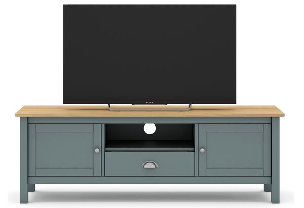 Zelený dřevěný TV stolek Marckeric Misti 158 x 40 cm