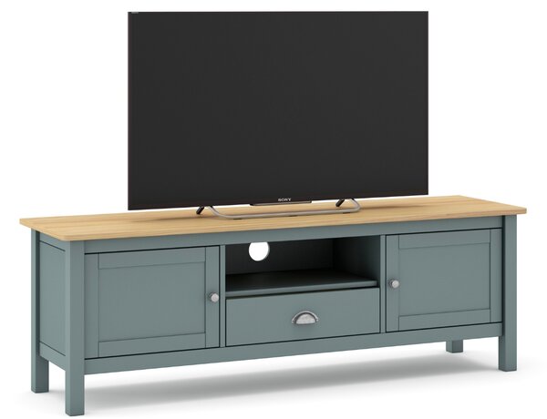 Zelený dřevěný TV stolek Marckeric Misti 158 x 40 cm