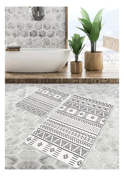 Černobílé koupelnové předložky v sadě 2 ks 60x100 cm – Mila Home