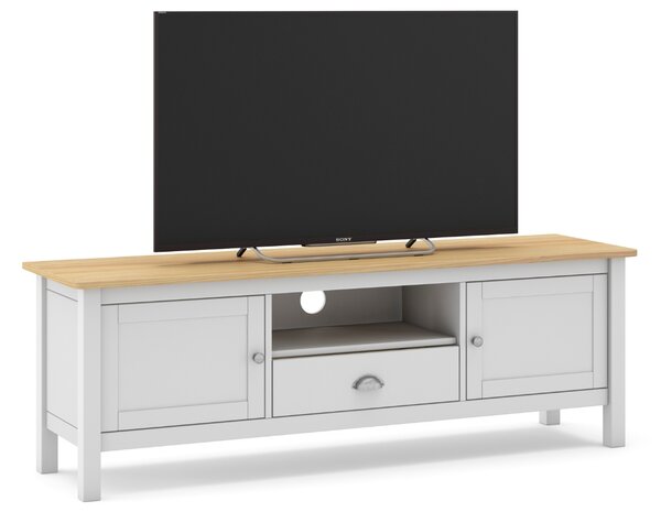 Bílý dřevěný TV stolek Marckeric Misti 158 x 40 cm
