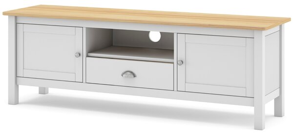 Bílý dřevěný TV stolek Marckeric Misti 158 x 40 cm