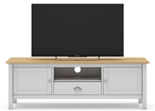 Bílý dřevěný TV stolek Marckeric Misti 158 x 40 cm