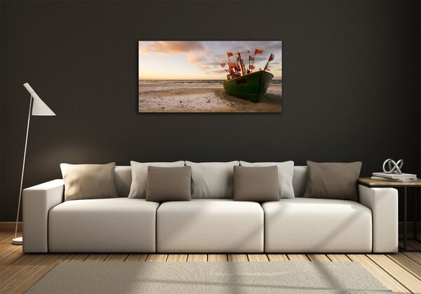 Foto obraz skleněný horizontální Rybářská loď pláž osh-102494694