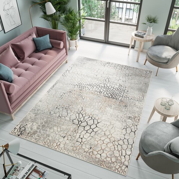 Makro Abra Moderní kusový koberec PORTLAND G513A bílý béžový Rozměr: 160x220 cm