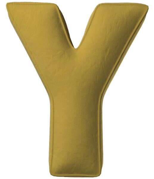 Yellow Tipi Olivově zelený sametový polštář písmeno Y 40 cm