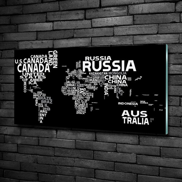 Foto obraz skleněný horizontální Mapa světa nápisy osh-102757176