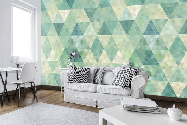 Fototapeta - Tyrkysové trojúhelníky (152,5x104 cm)