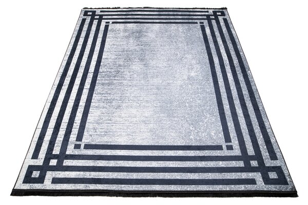 Makro Abra Kusový koberec pratelný TOSCANA 21533 Klasický Moderní pogumovaný šedý Rozměr: 80x150 cm