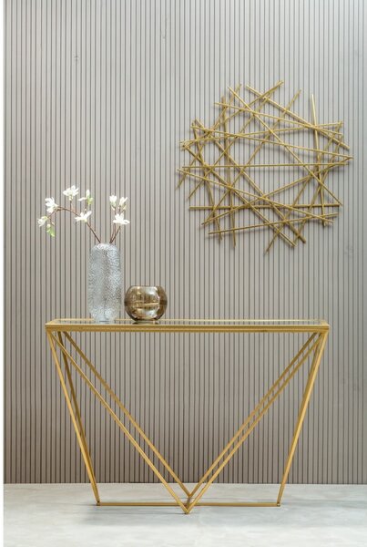 Konzolový stolek se skleněnou deskou ve zlaté barvě 40x120 cm Farran – Premier Housewares