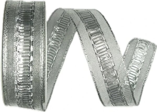 Stuha stříbrná GLITZERFEE SILVER lurexová 25mm x 2m (12,-Kč/m)