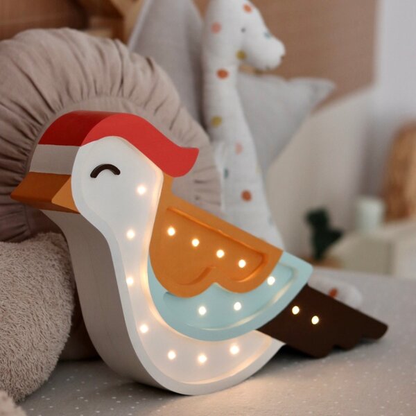 Peekaboo Dřevěná dětská LED lampa Ptáček II. 38 cm