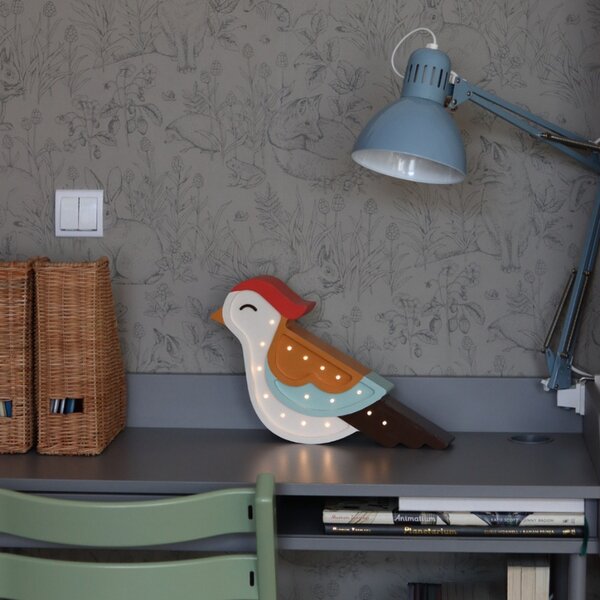Peekaboo Dřevěná dětská LED lampa Ptáček II. 38 cm