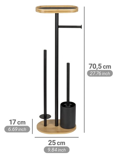 Černý/v přírodní barvě ocelový stojan na toaletní papír se štětkou Pomarolo – Wenko
