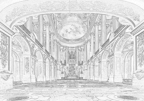 Fototapeta - Velký sál sál ve Versaille (152,5x104 cm)