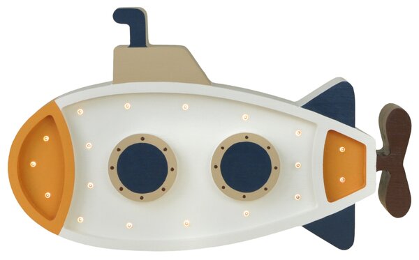 Peekaboo Bílá borovicová dětská LED lampa Ponorka 40 cm