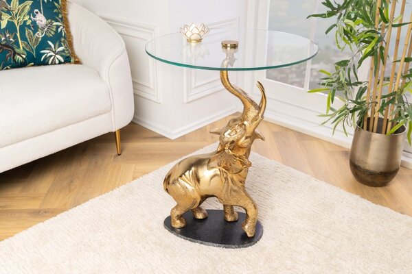 Odkládací stolek WILDLIFE ELEPHANT II 75 CM zlatý / mramor Nábytek | Doplňkový nábytek | Odkládací stolky